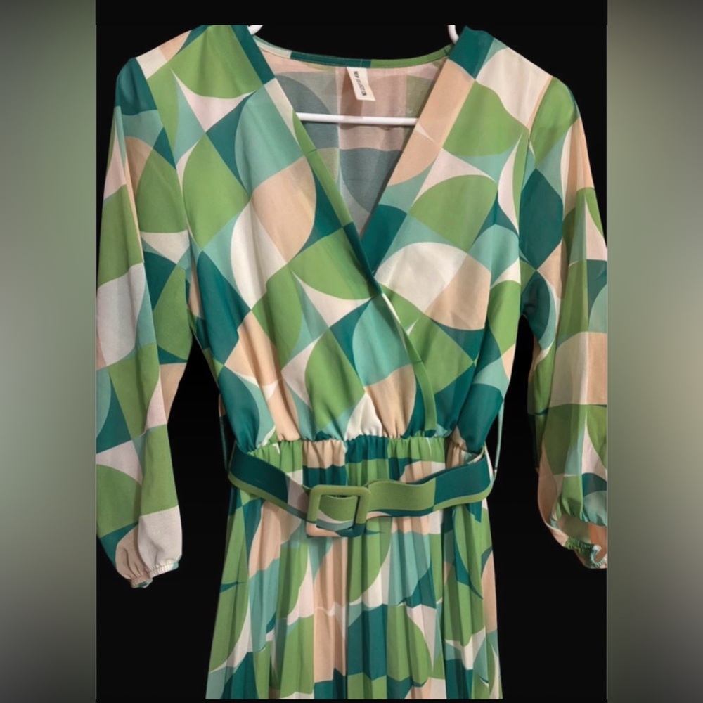 Green dress with belt
